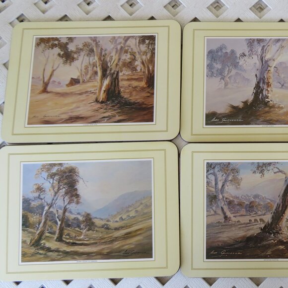 Set 6 Cork Back Tablemats Australian Landscapes Vintage (K714) - Picture 4 of 12